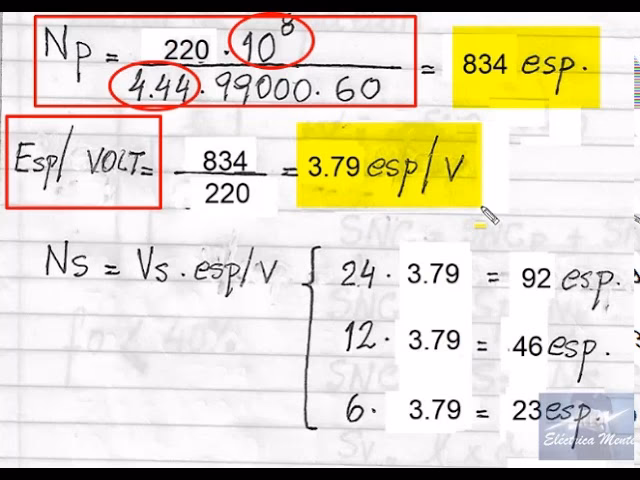 ¿Cómo se calcula el número de espiras de un transformador?