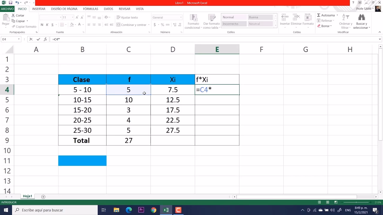 ¿Cómo se calcula la media para datos agrupados?