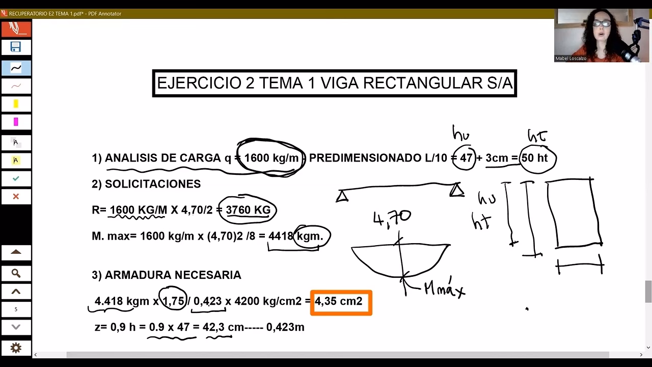 ¿Cómo calcular I para una viga rectangular?