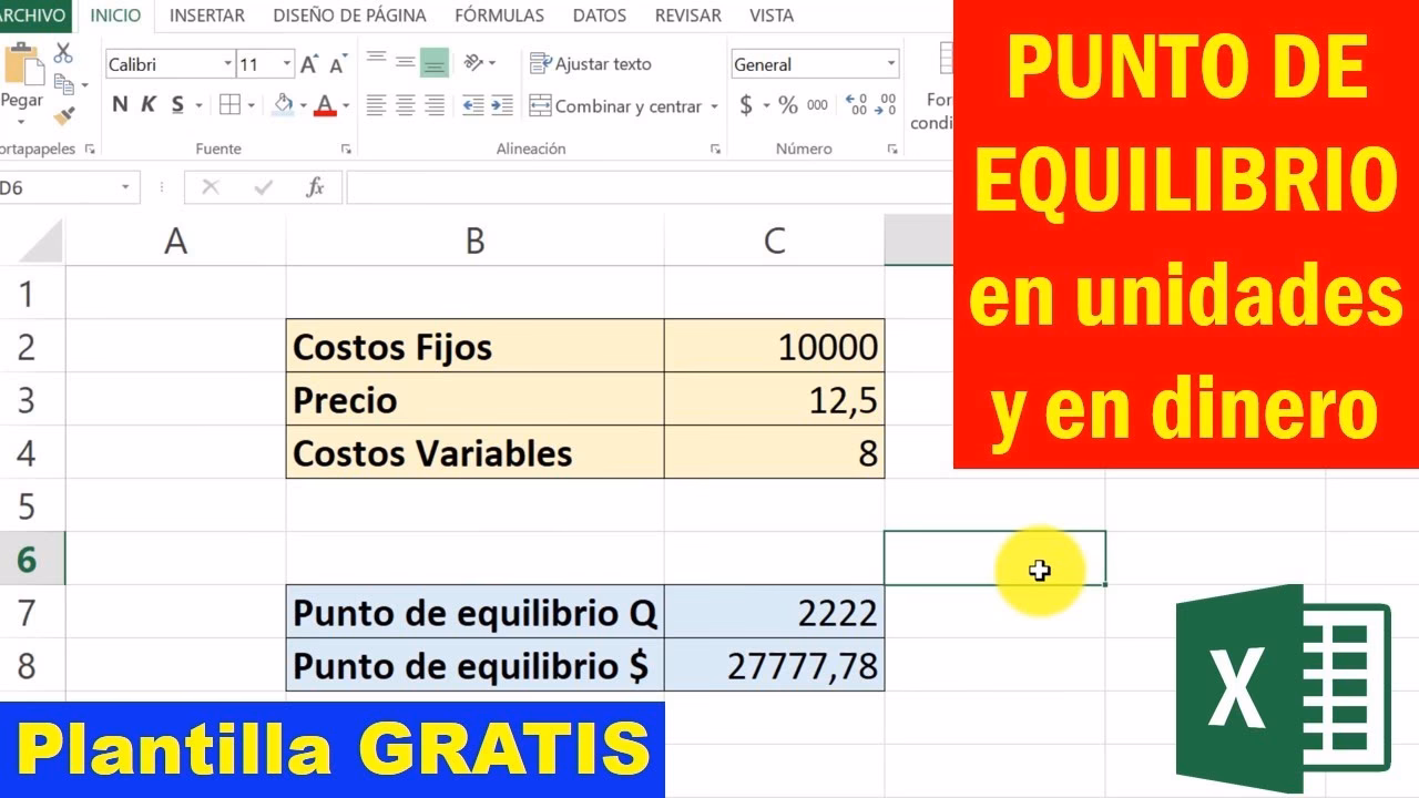 ¿Cómo se calcula el punto de equilibrio en Excel?