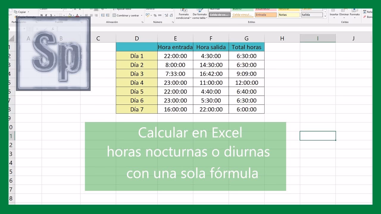 ¿Cómo calcular horas diferenciales nocturnas en Excel?