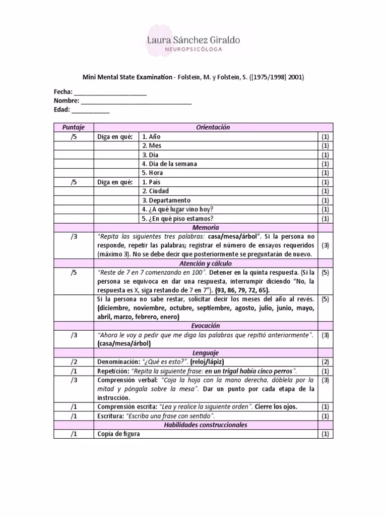 ¿Cómo aplicar un minimental test?