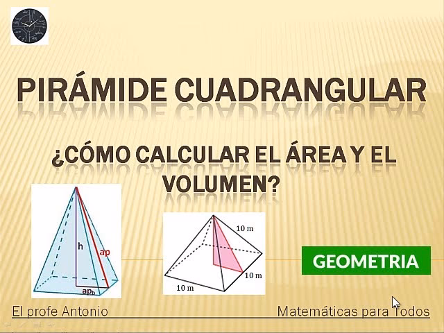 ¿Cómo se halla el área total de una pirámide cuadrangular?