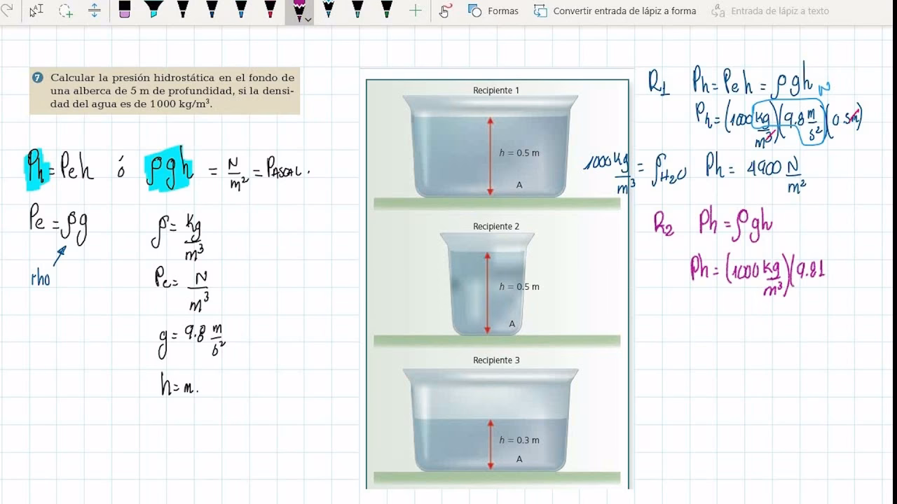 ¿Cómo puedo resolver problemas de presión hidrostática?