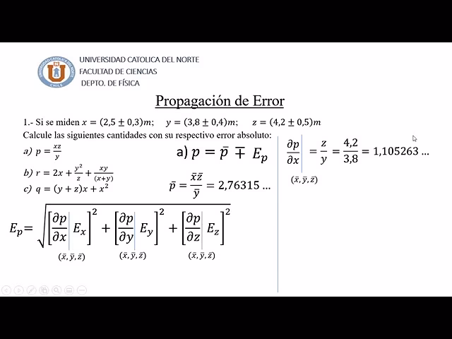 ¿Cómo se propaga el error en un cálculo?