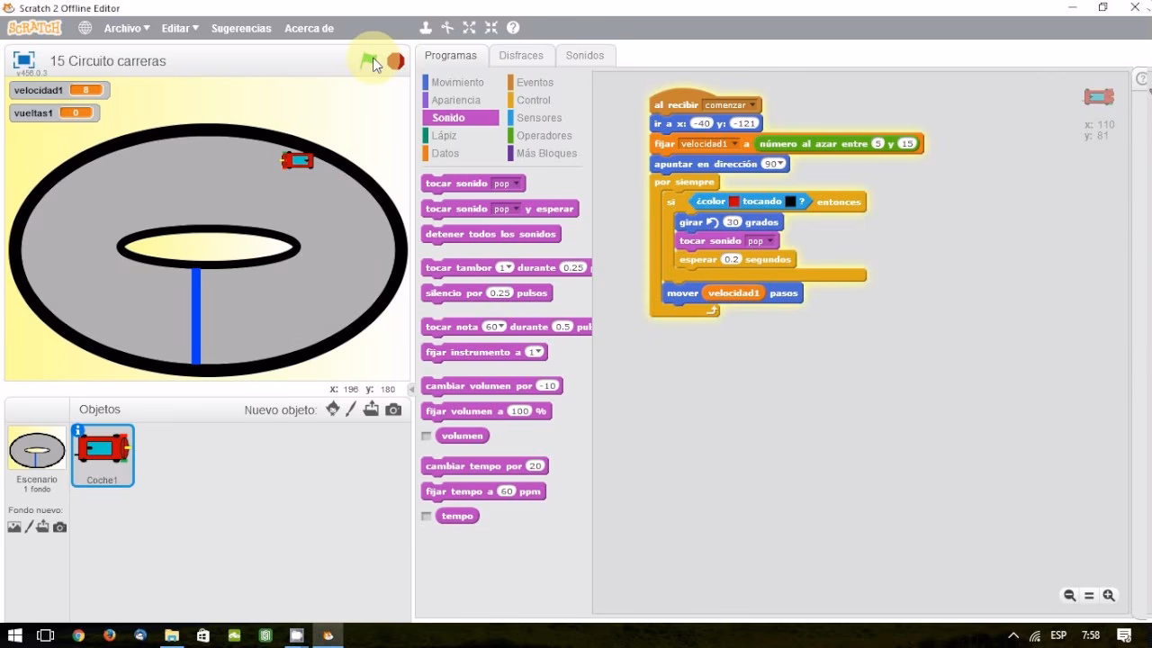 ¿Cómo hacer que se mueve un carro en Scratch?