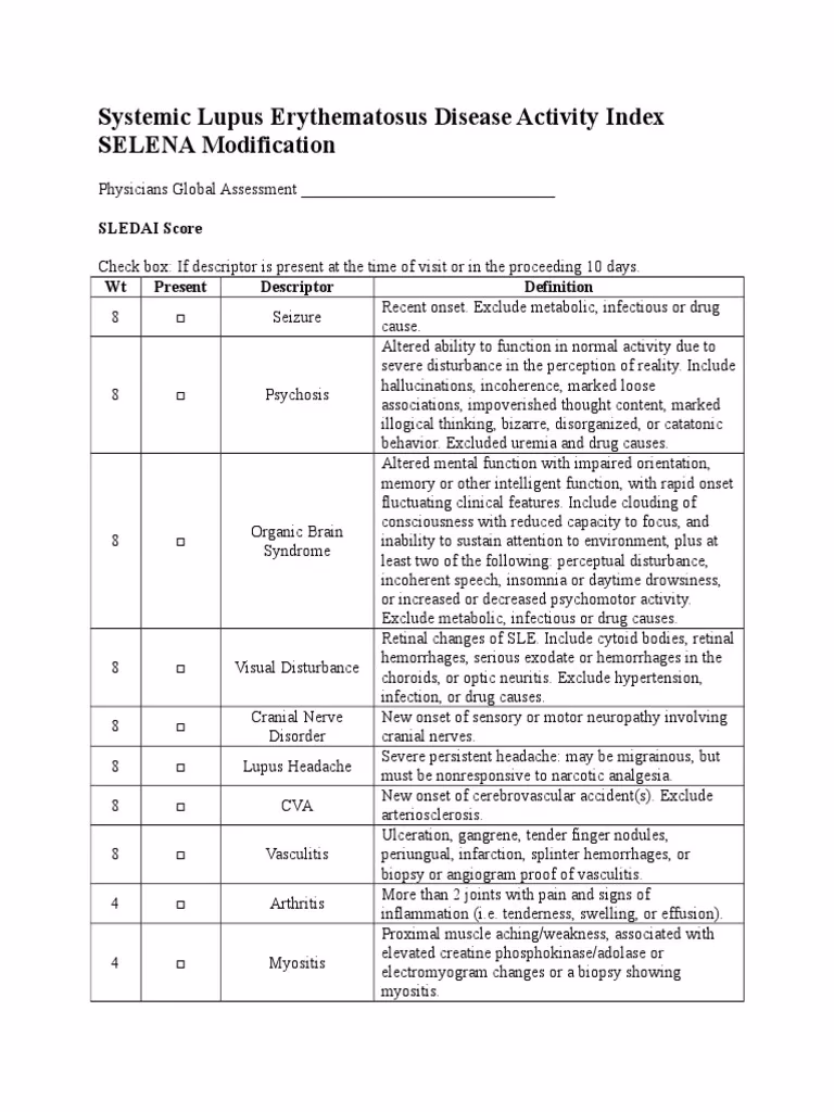 ¿Cómo se calcula la puntuación sledai?