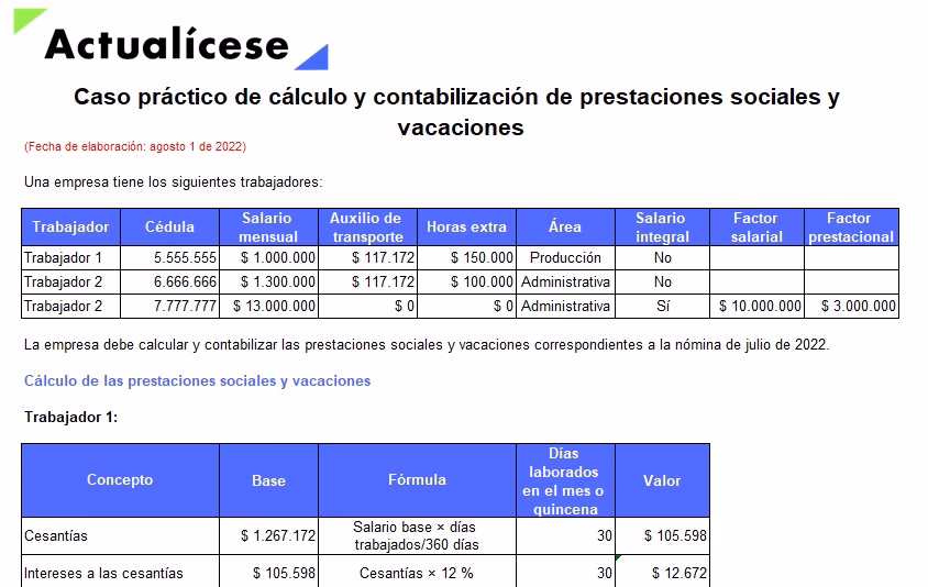 ¿Cómo se calcula la provisión de prima vacacional?